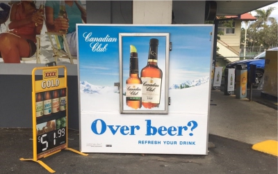Over Beer? outdoor standing signs